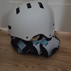 Kids White Helmet with Teal Accent Padding
